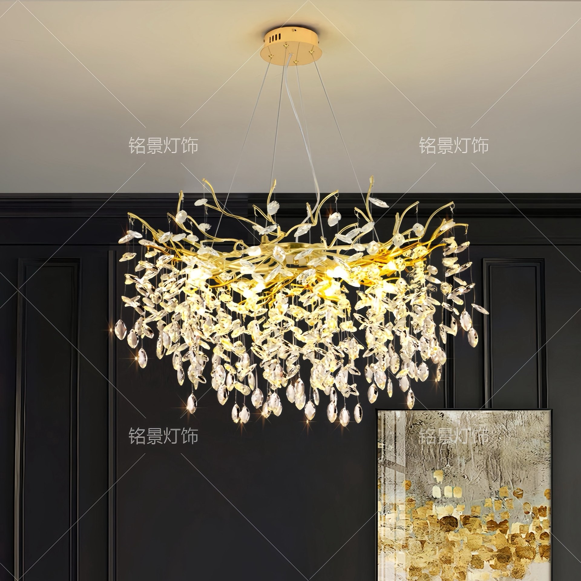 轻奢法式水晶灯高档奢华水晶吊灯简约大气高档豪华复式美式树枝灯