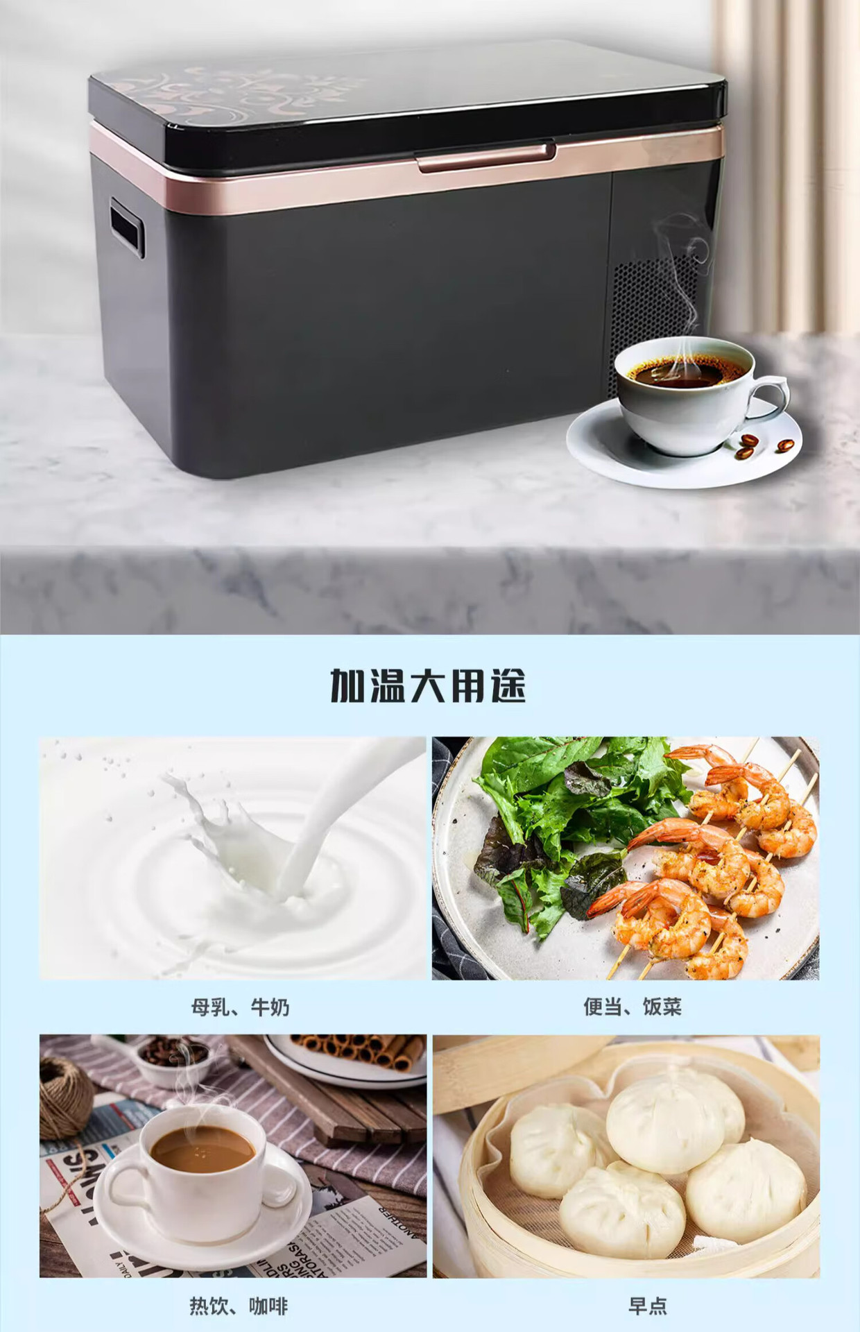 Bingji Car Refrigerator Thermostat Box, Dual-Use for Hot and Cold, Compressor Cooling, 24L Heating and Insulation Box, 12V24V220V