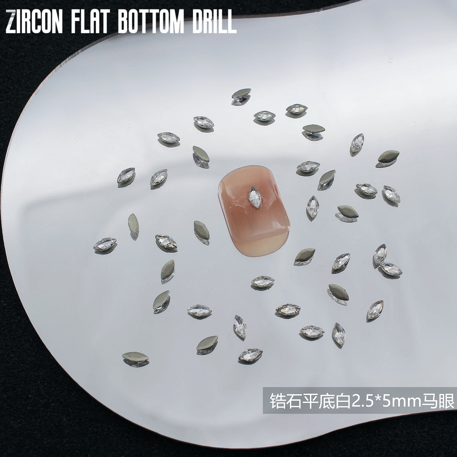 Zircon plano blanco-2,5*5mm Ojo de caballo