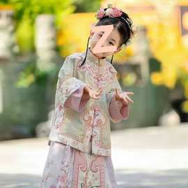 2025春秋女童格格明制汉服古风儿童古装唐装新款马面中式套装公主