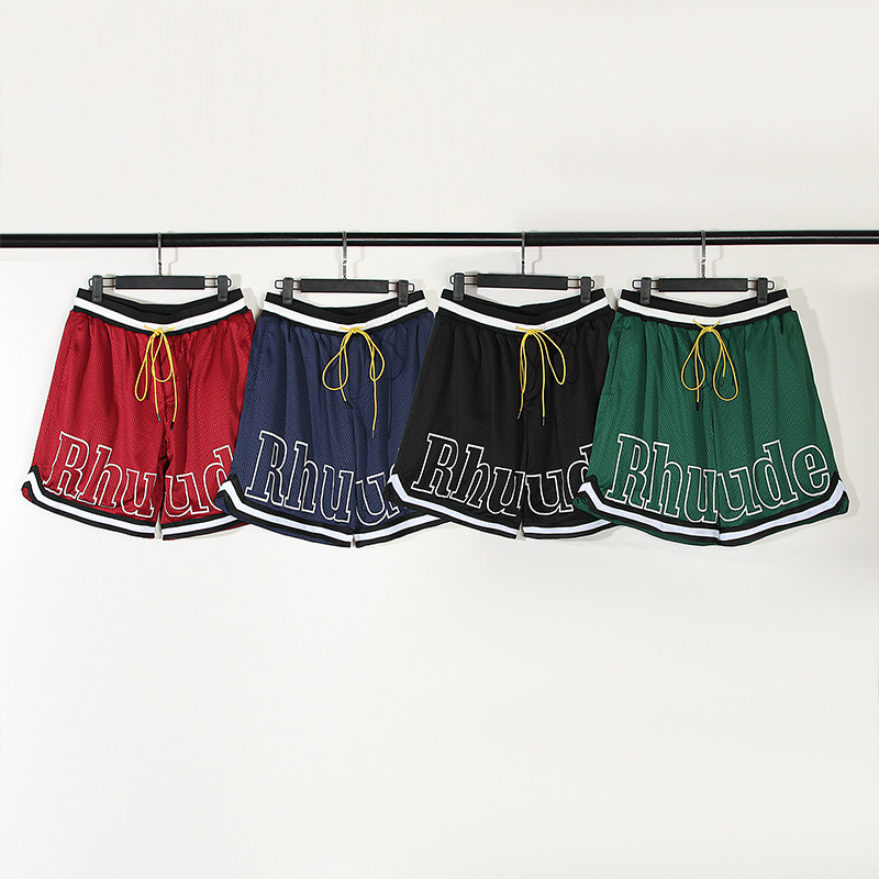 Rhude Shorts Marlboro Fog High Street Trendy Drawstring 3m Letter Reflective Hip-Hop Beach Five-Point Basketball Shorts for Men