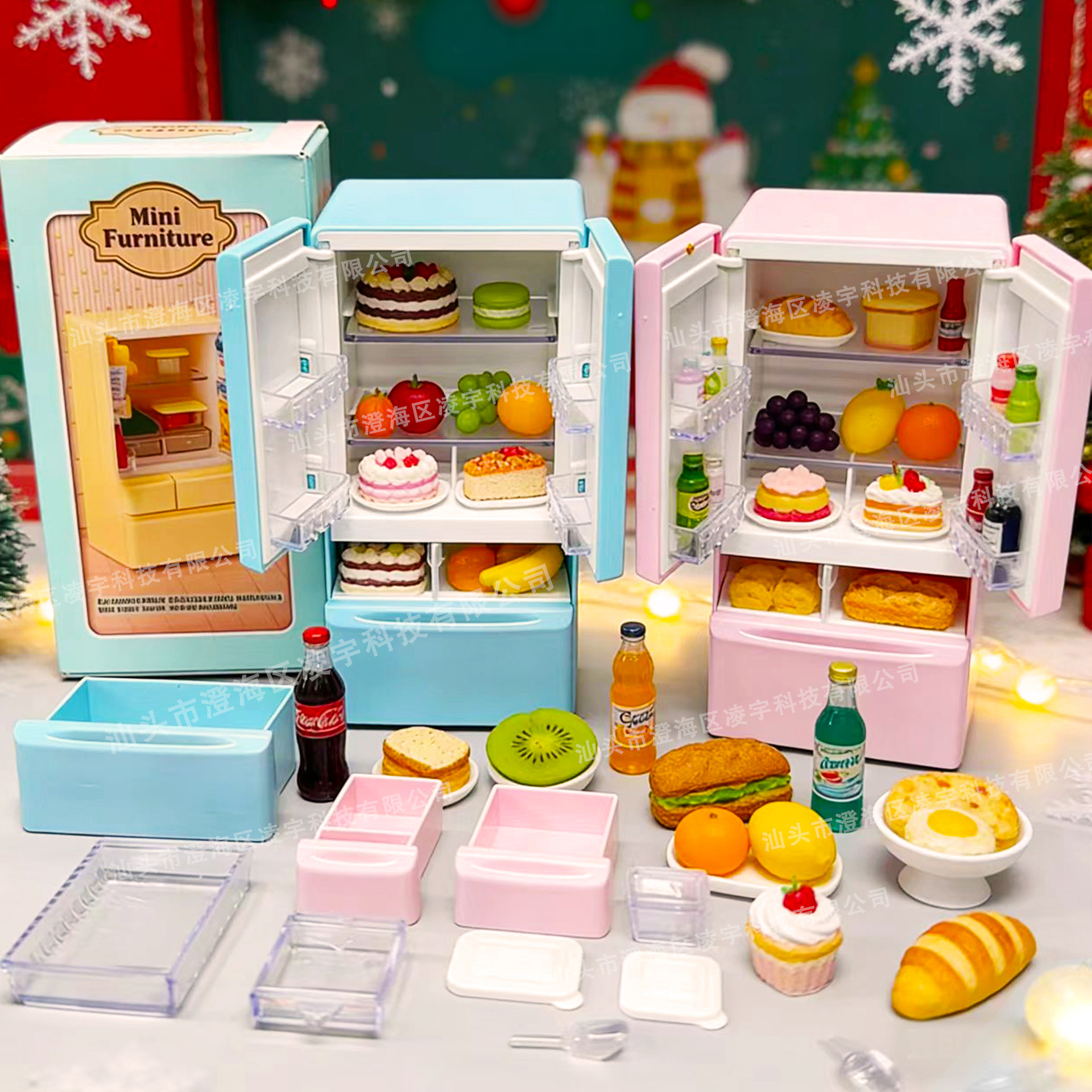 Miniature Scene Toys, Miniature Double-Door Refrigerator, Dollhouse Imitation Real Model, Pretend Play Toys, Desktop Decorations