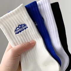 白いロングソックス 男女兼用 秋冬四季対応 ネット人気 スポーツ 無地 文字入り 四季対応 ミドル丈ソックス