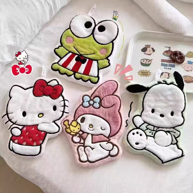 Sanrio KT Cat Hand Towel Cartoon Kindergarten Cute Hanging Hand Towel Double-Layer Thickened Absorbent Coral Fleece Sanrio KT Cat Hand Towel Cartoon Kindergarten Cute Hanging Hand Towel Double-Layer Thickened Absorbent Coral Fleece