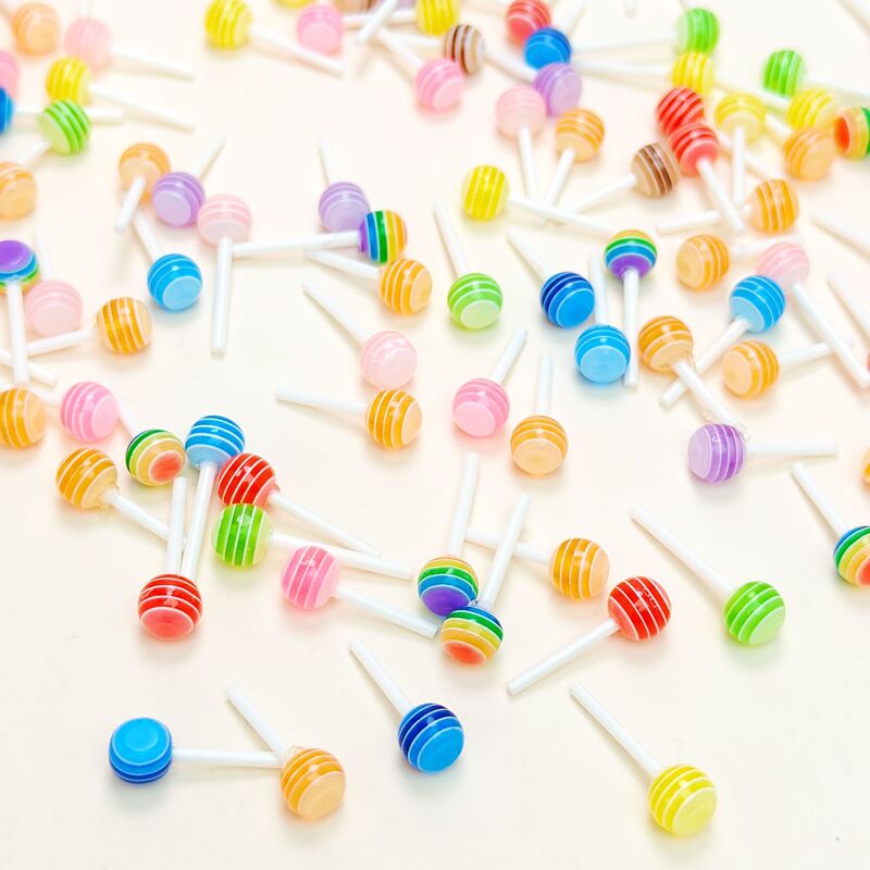 Super Mini Summer Rainbow Artificial Lollipop Food Toy Nail Patch Cream Glue Mobile Phone Case DIY Decoration Material