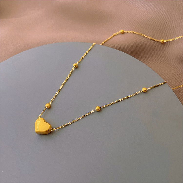 10g Weight Titanium Steel Simple Style Heart Shape Plating Necklace