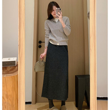 【毛呢直筒裙】厚实松紧腰醋酸羊毛长半裙女25秋冬新款百搭半身裙