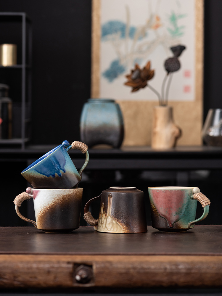 Wabi Sabi Ceramic Mug Vintage Rustic Handmade Coffee Cup_voghion.com