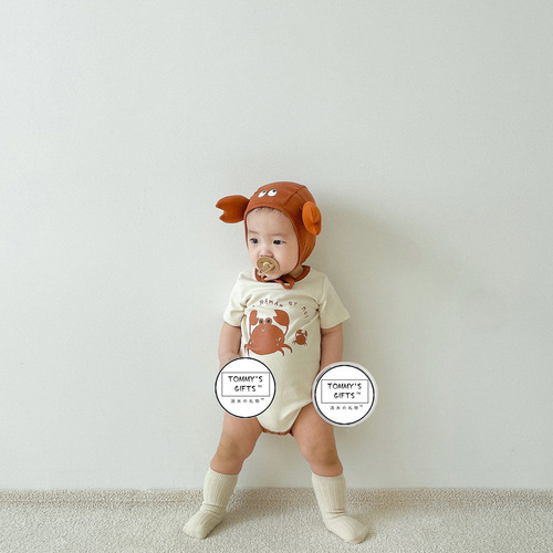 Ins style infant jumpsuit 2024 spring and summer new Korean style crab-shaped harem baby fart cover