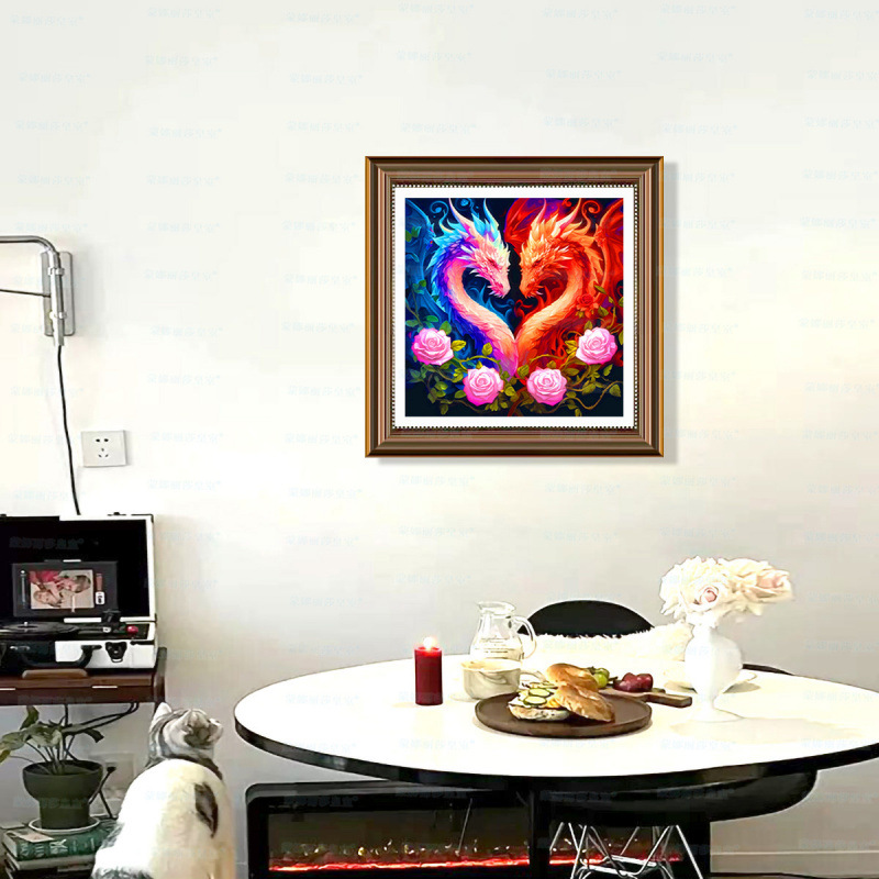 Mona Lisa Royal Crosspoint Concentric Dragon nuevo estilo moderno simple amor bendición sala de estar frontal bordado a mano image 4