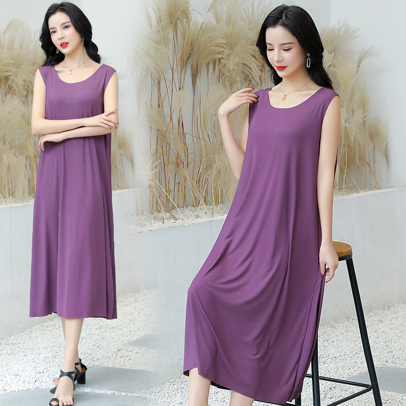 Mom's Dress Women's Summer Suspender Outer Wear Sleeveless Long Nightgown Slimming Loose Plus Size Long Skirt Mom's Dress Women's Summer Suspender Outer Wear Sleeveless Long Nightgown Slimming Loose Plus Size Long Skirt