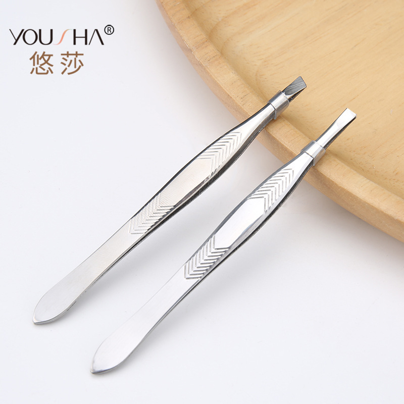 悠莎廠家批發 不鏽鋼眉夾 單個裝修眉工具平口斜口任選鑷子YN014