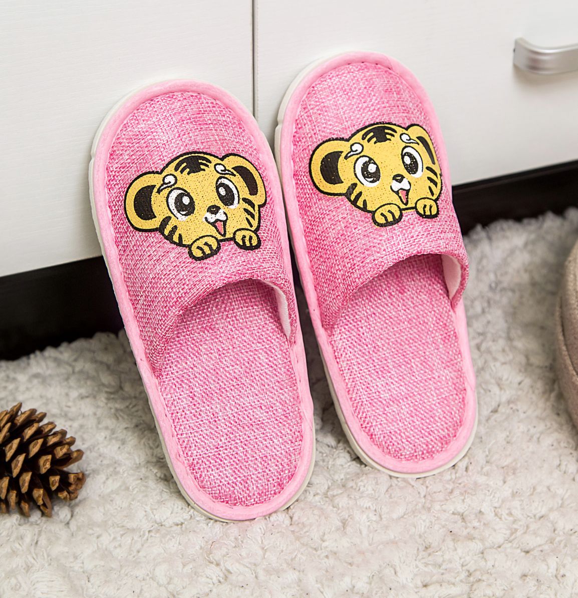【No. 029】Children's linen tiger (pink)