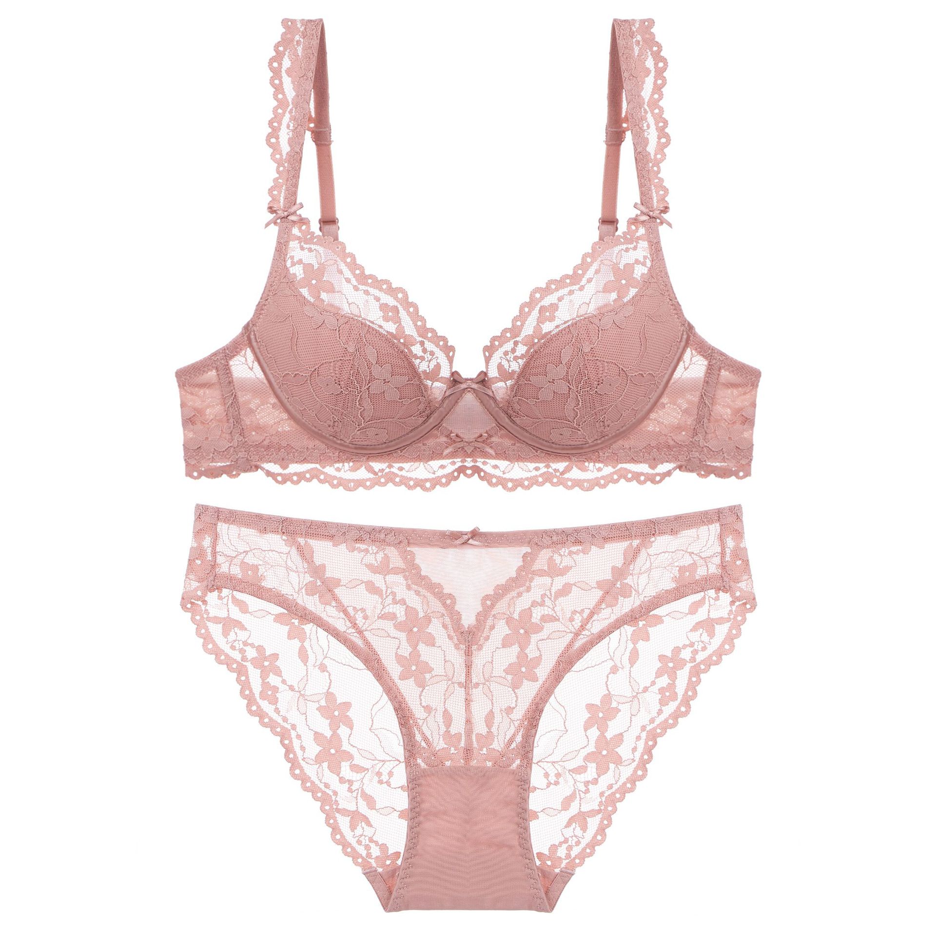 Sexy thin lace underwear with steel rings