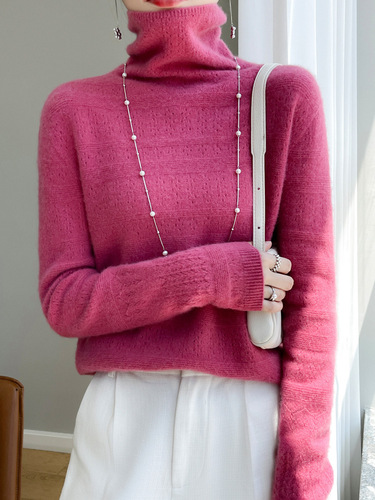 First-line ready-to-wear Andy velvet autumn and winter new women's clothes hollow pile collar solid color pullover sweater batch