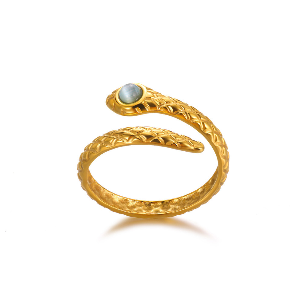6g Weight 0.03µm Gold Plating Thickness PVD Coated Gold Plating Process 18K Real Gold Plated Plating Material Zircon Inlay Material Open Rings Classification 1 Piece Quantity Daily Occasion 304 Stainless Steel Material Snake Pattern All Seasons Season Unisex Gender Glam, Hip-Hop, Exaggerated Style Plating, Hypoallergenic Craft Glam Hip-Hop Exaggerated Snake 304 Stainless Steel Copper Plating Unisex Open Rings 27