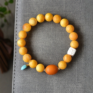 Gypsum wax beeswax bracelet Russian fragrant honey bead beeswax bracelet with southern red agate single ring diy design