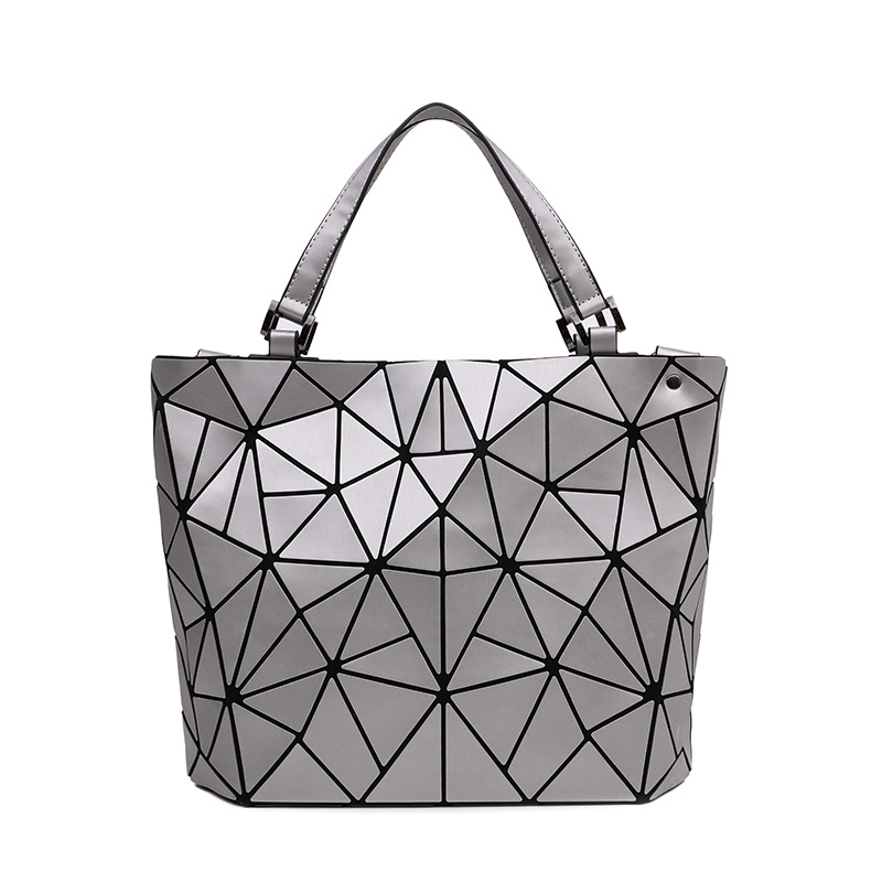 2023 New Fashion Simple Lingge Women's Bag Trend One Shoulder Handheld Bag Women's Spliced Geometric Tote Bag_voghion.com