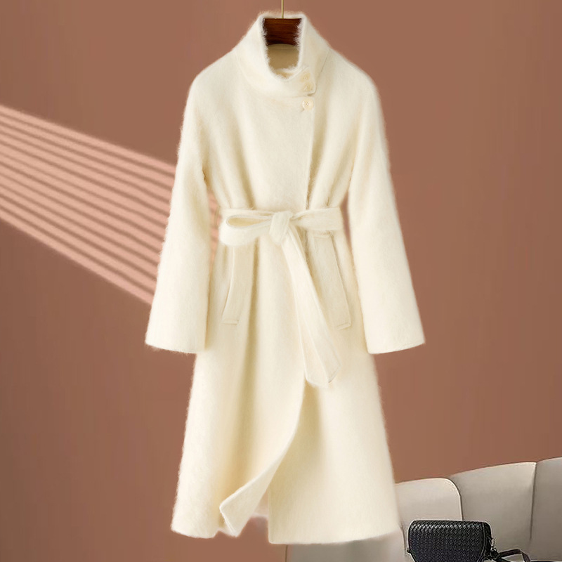 Brushed Cashmere Coat for Women, Mid-Length, 2026 Autumn and Winter New Style, Stand Collar, Elegant and High-End Woolen Coat Brushed Cashmere Coat for Women, Mid-Length, 2026 Autumn and Winter New Style, Stand Collar, Elegant and High-End Woolen Coat