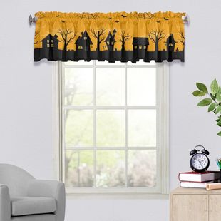 Foreign Trade Halloween Window Curtain European and American Pocket Curtain Digital Printing Halloween Series Half Curtain Window Curtain