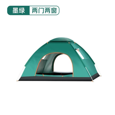 Foldableing Tent Beach Simple Quick-Open: Avtomobil dam çadırları - dark-green-two-doors-and-two-windows-3-4-persons-automatic-double-door