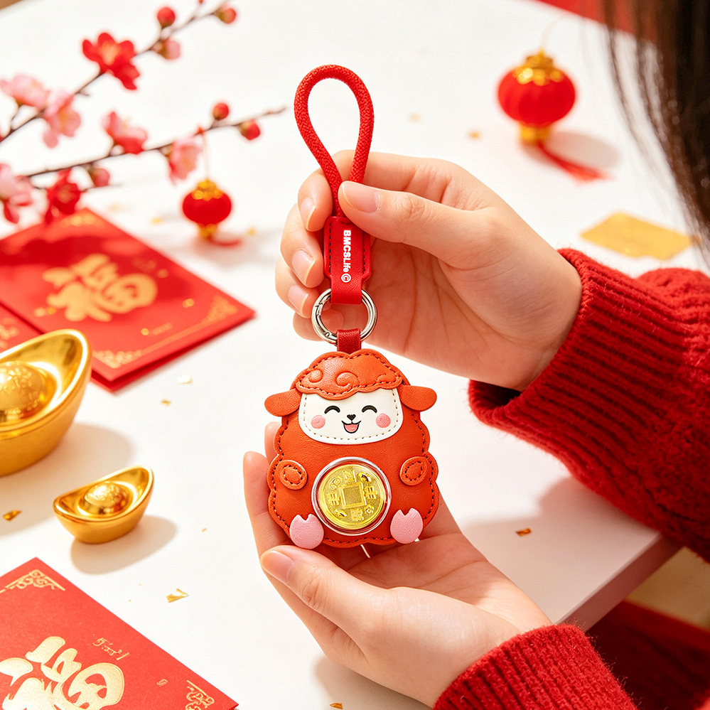 Eight Gates Insect Society 2027 Year of the Sheep Sheep Gets a Billion Turn New Year Leather Pendant Keychain Bag Charm