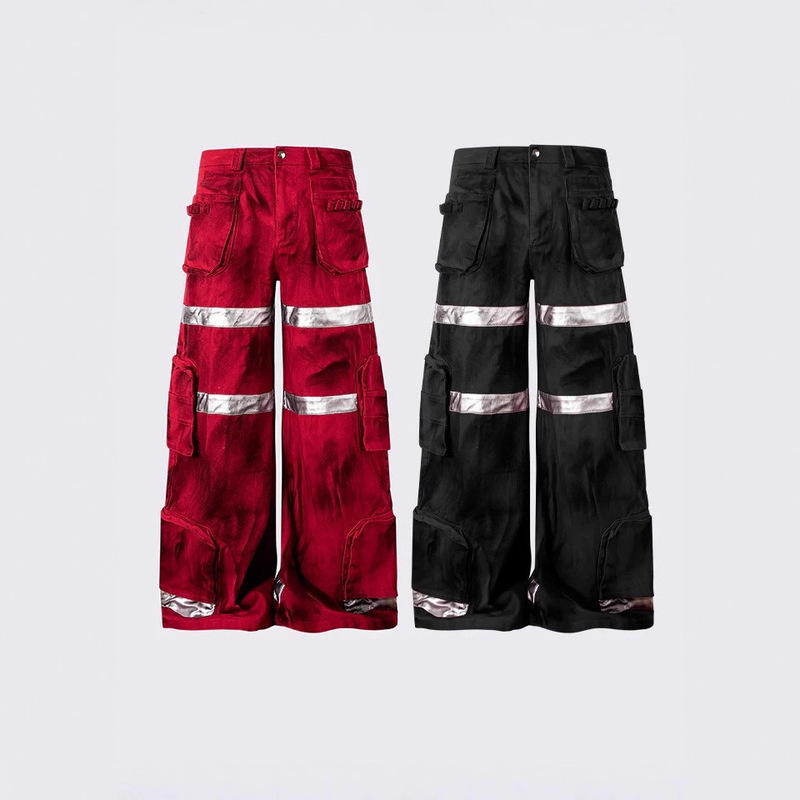 New Stylish Trendy Design Punk Washed Street Multi-Pocket Loose Straight-Leg Jeans New Stylish Trendy Design Punk Washed Street Multi-Pocket Loose Straight-Leg Jeans
