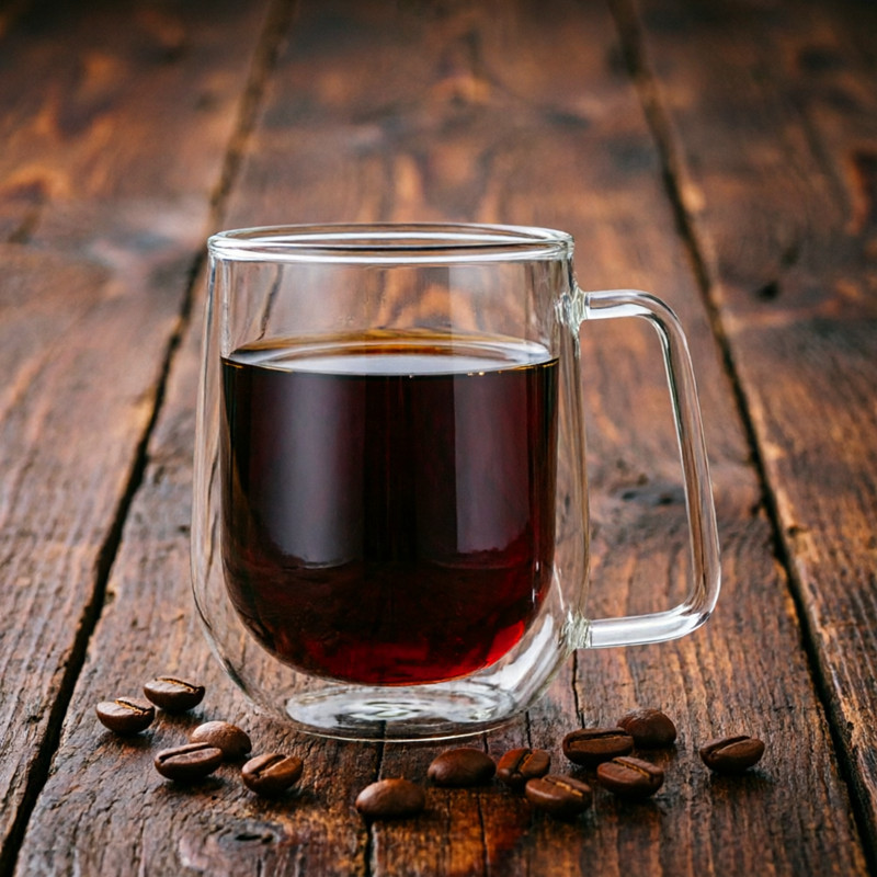 Venta directa de fábrica: Taza de café de vidrio de doble capa resistente al calor, taza creativa con asa, vaso de agua de vidrio de borosilicato alto, transfronterizo.