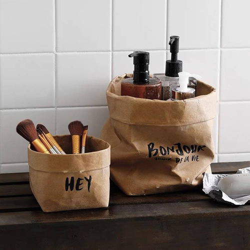 Tingmo washable kraft paper storage bag square bottom bag packaging bag paper bag printable gift refrigerator kitchen bedroom