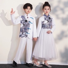 儿童合唱演出服国学汉服中小学生舞蹈表演服装女童古筝礼服中国风
