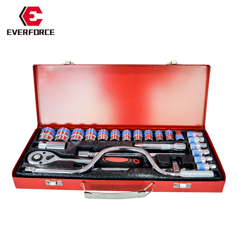 24件套筒套装随车工具箱手动扳手棘轮重型维修组合修车重型机修