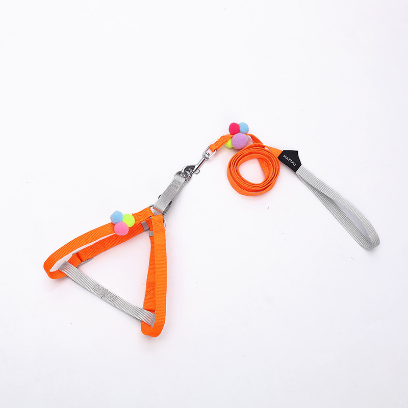Cuerda de tracción para gatos, correa para el pecho, anti-liberación, cuerda para gatos, linda bola de pelo, especial para salir, ajustable para todas las estaciones