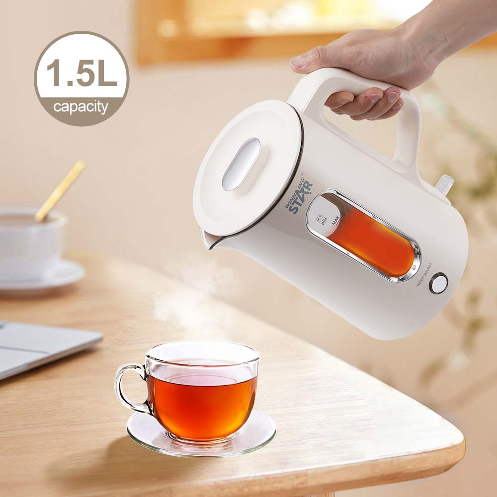 Winningstar comercio exterior transfronterizo borosilicato aislamiento doméstico doble capa 304 hervidor de agua de acero inoxidable hervidor eléctrico