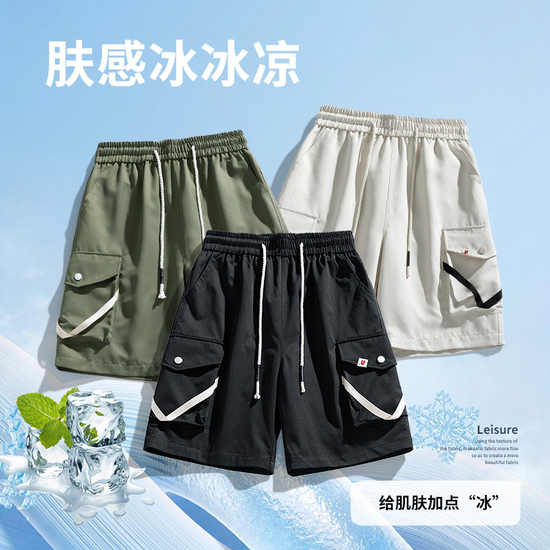 跨境主推新款夏季薄款五分马裤男生宽松百搭男款运动工装裤子A710