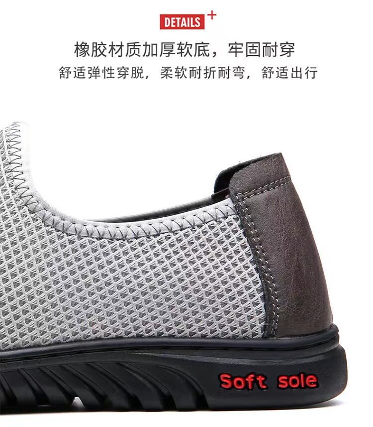 Giày thể thao nam sneaker lười thân lưới dệt kim thoáng khí, đế cao su chống trượt — màu xám, màu đen chi tiết 11