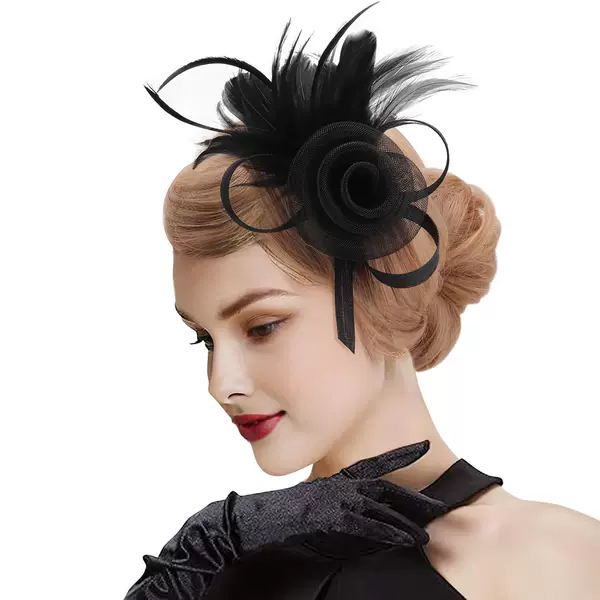 Cross-border Hot Hair Band Mesh Feather Headwear Retro Elegant All-match Headband Hair Accessories Party Performance Headflower