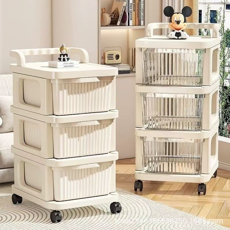 Trolley Storage Rack Multi-Layer Snack Cream Mobile Toy Storage Living Room Storage Rack Household Floor-Standing Drawer Type