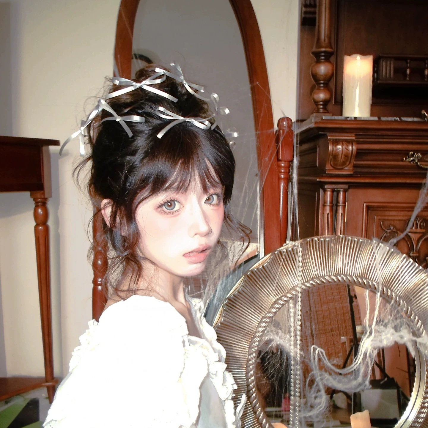 Сладкая и крутая заколка для волос с лентой и бантом принцессы, кожаный бант, зажим для волос в виде утконоса, повязка на голову с двойным хвостиком, аксессуар для волос