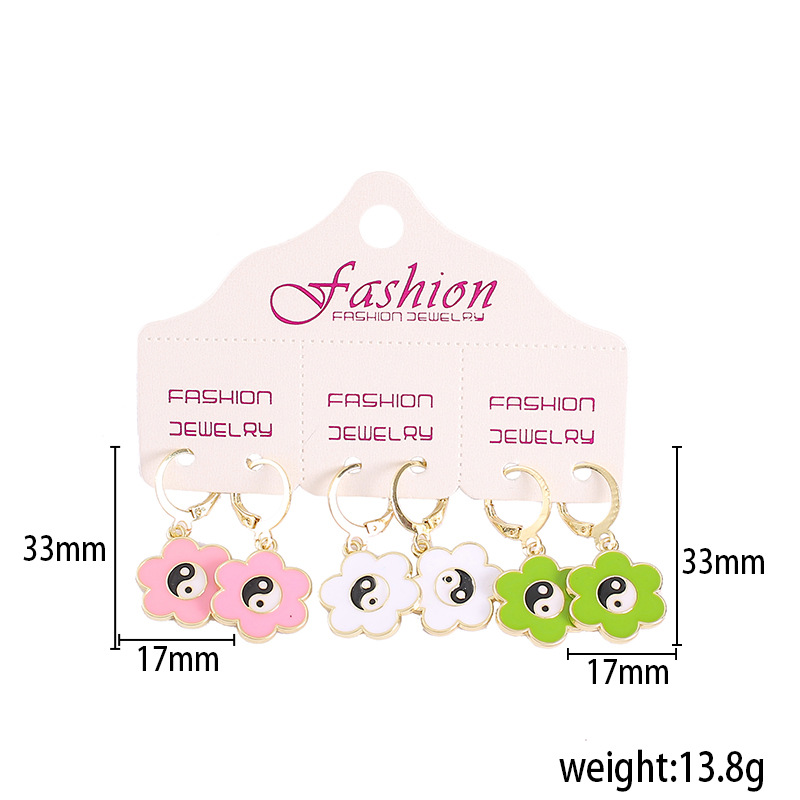 1 Set Fashion Flower Alloy Enamel Womenu0027S Dangling Earrings