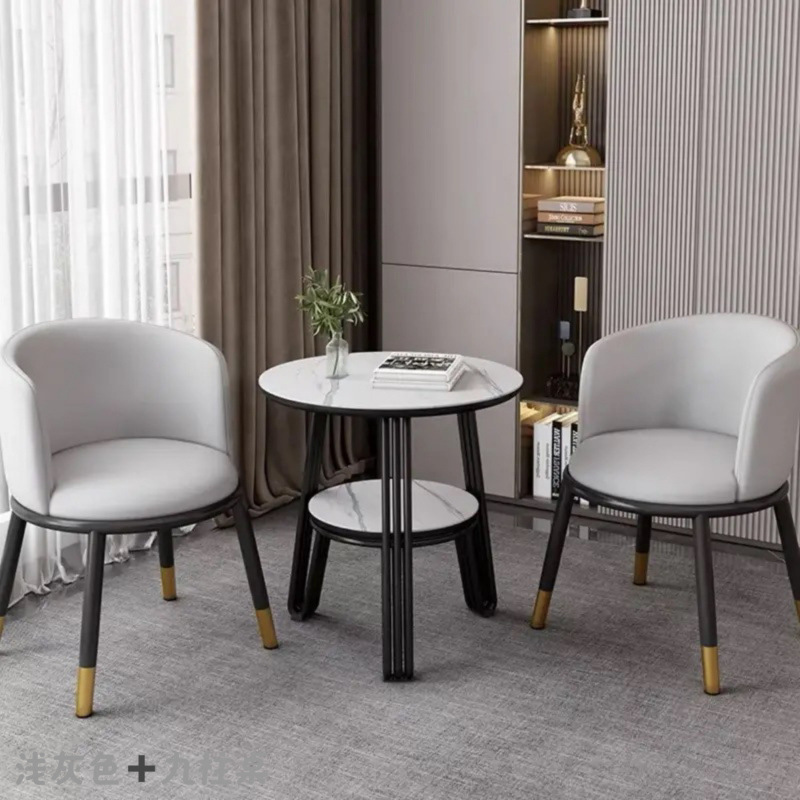 Recepción de negocios de lujo moderno y lujo mezcla de mesa y silla de negociación interior balcón casual café redonda