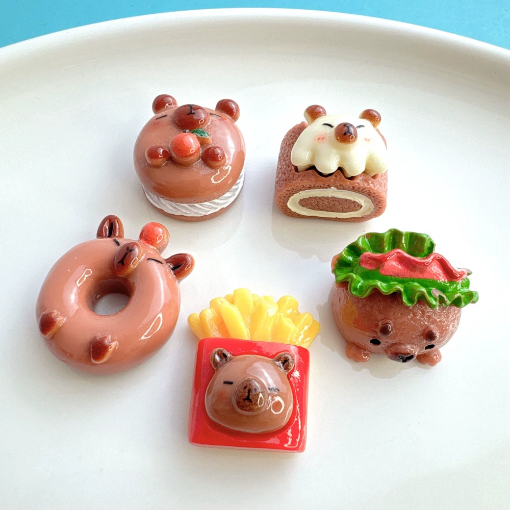 Мультфильм еда и игра торт рулон гамбургер медведь аксессуары из смолы кремовый Клей DIY аксессуары для волос голова Веревка кулон обувь Пряжка Материал