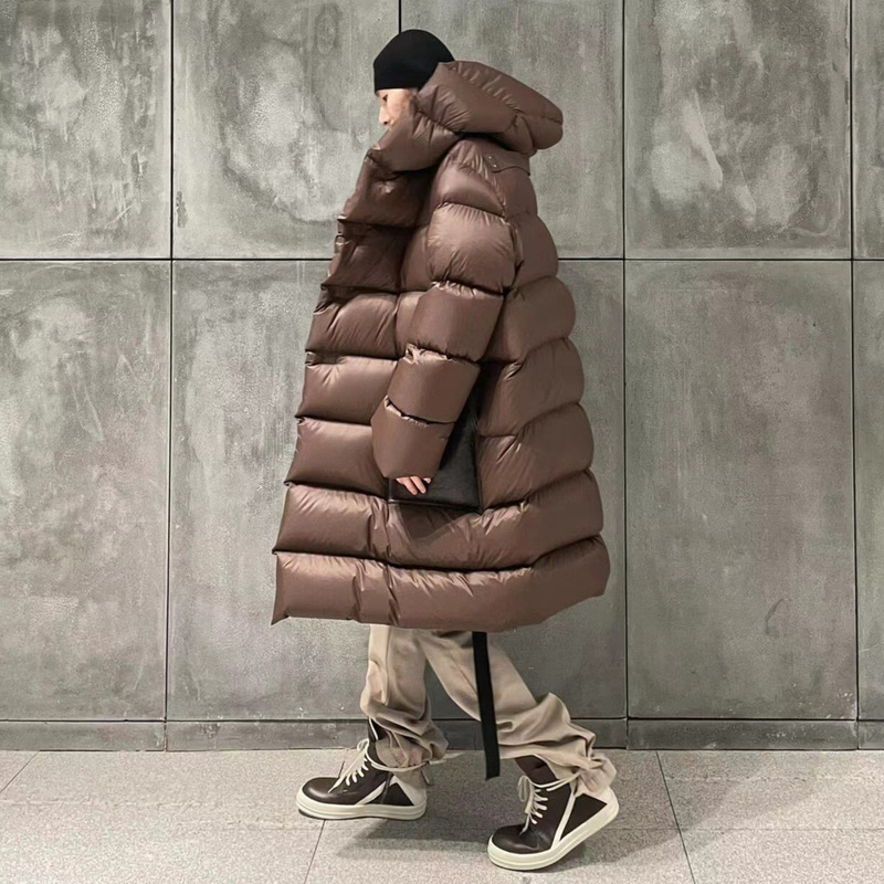 High Version Rick Wizard Hooded Dark Long Knee-Over-the-Knee Down Jacket 24 New Color Thickened Ultra Light Warm Bread Suit