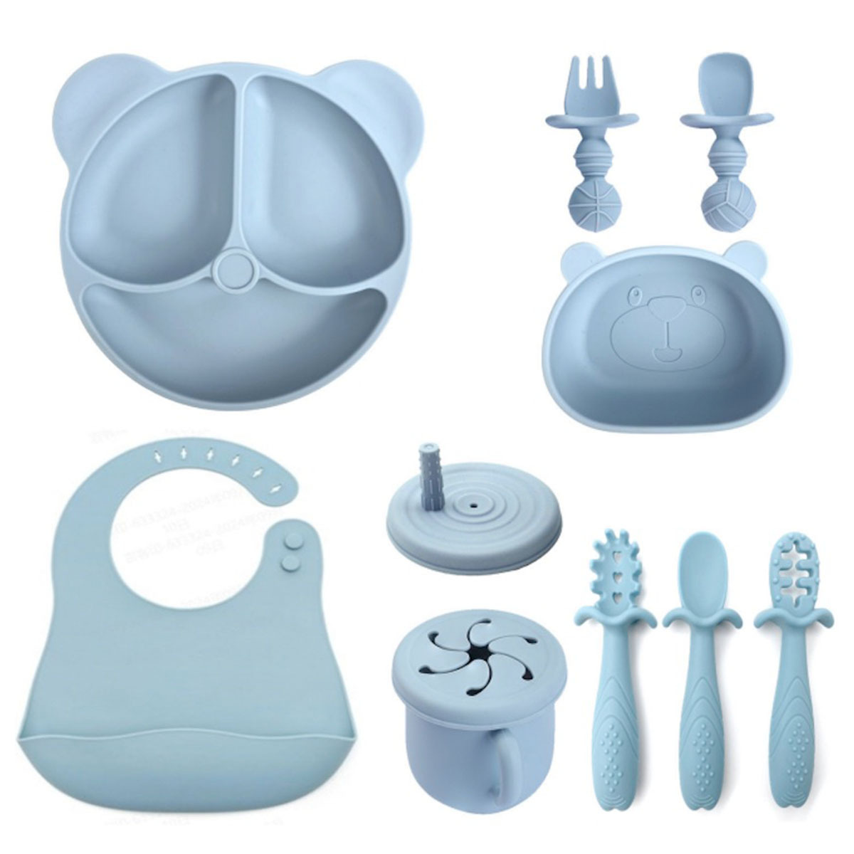 Plato de comedor de silicona para bebés cuchara de cocina de cocina cuchara de cubano infantil cubiertos de comedor set de platos de alimentos suplementarios para madres y bebés