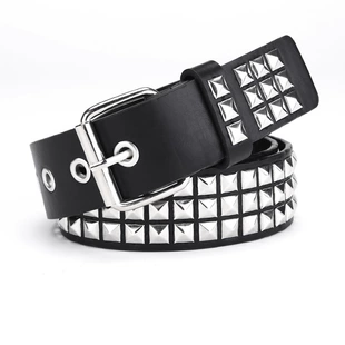 Унисекс кожаный пояс с пирамидальными studs, стиль панк/европейский джинсовый, длина 110 см