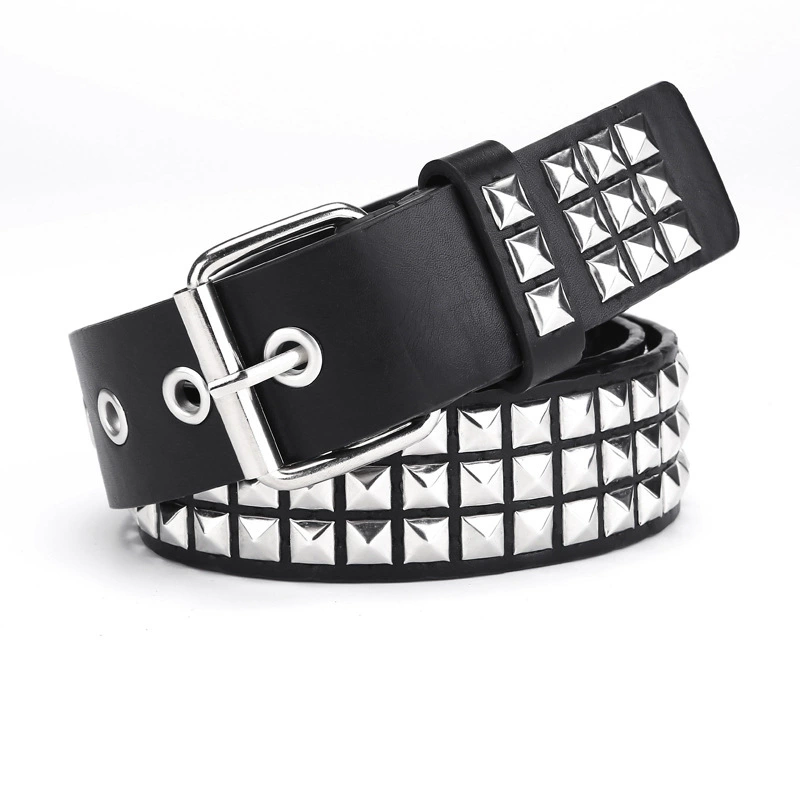 Унисекс кожаный пояс с пирамидальными studs, стиль панк/европейский джинсовый, длина 110 см