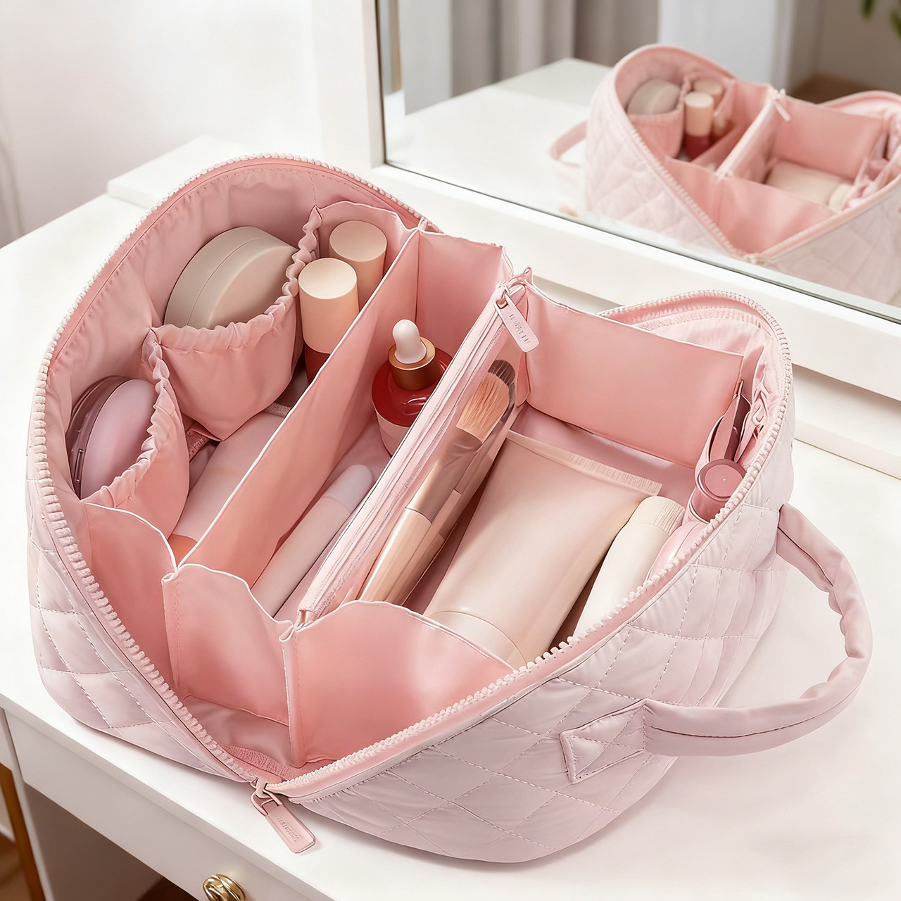 Bolsa de maquillaje para mujeres 2025 nuevo viaje portátil de alta calidad bolsa de maquillaje portátil de gran capacidad bolsa de almacenamiento de cosméticos