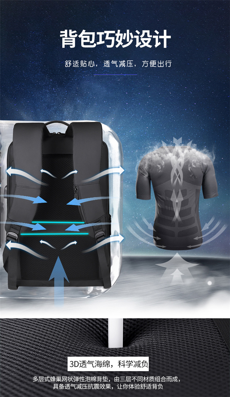 A new cross-border hard-shell business backpack with large capacity and multiple functions, a 17-inch computer bag for commuting and business trips, and a high-end feel on both shoulders undefined