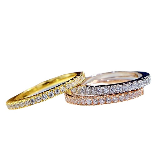 Mujing new fashion s925 silver ring exquisite jewelry simple ultra-thin full diamond ring for women