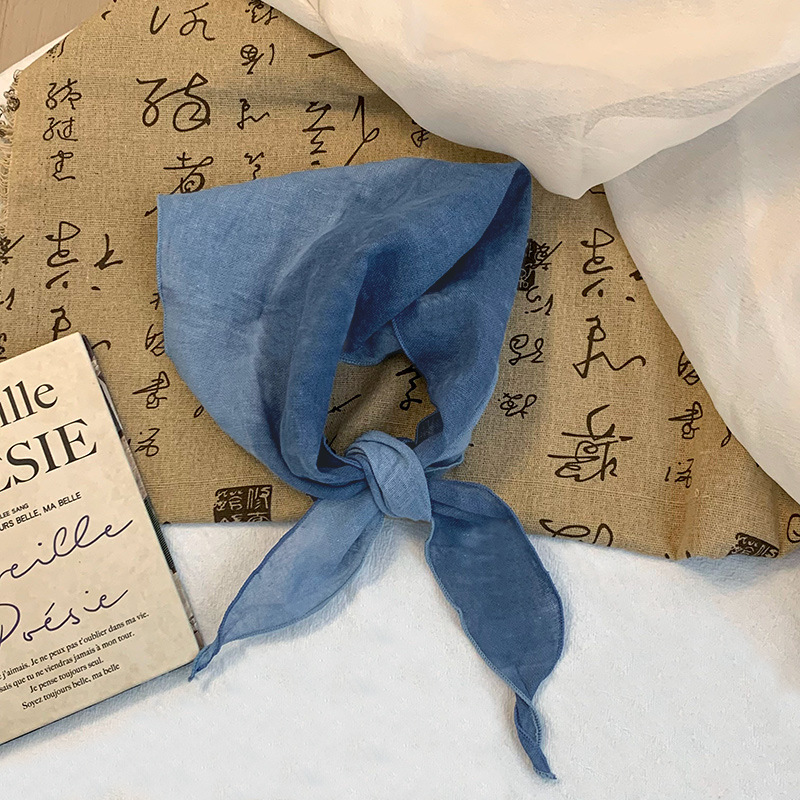 Pañuelo de seda de alta calidad nuevo estilo literario a juego de color algodón lino en forma de diamante bufanda decorativa pañuelo en la cabeza cinturón para el cabello protector para el cuello chal pequeño
