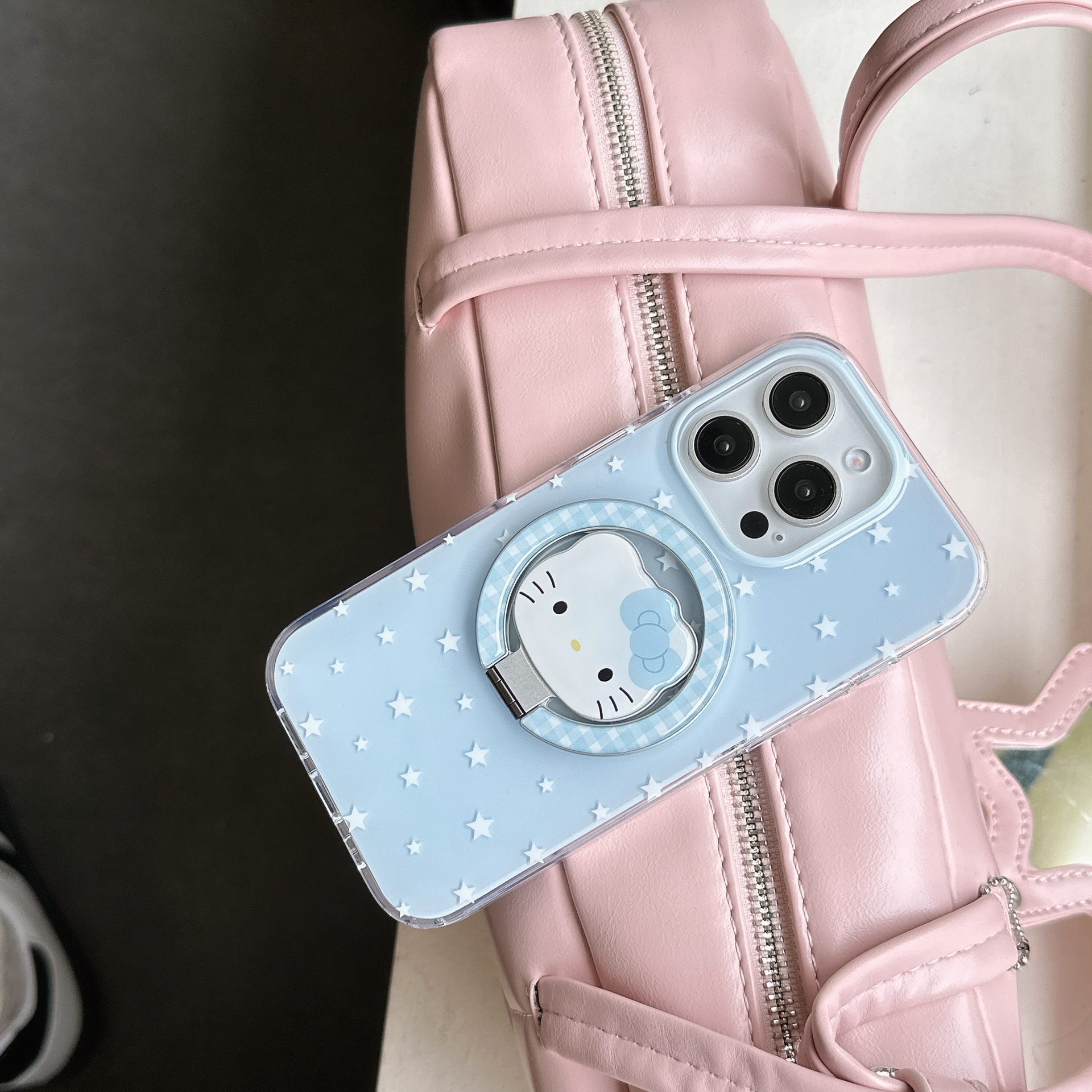 Soporte de gato KT fresco azul para Apple 15ProMax funda para teléfono móvil 16Pro Nuevo 14/13 Pareja 16